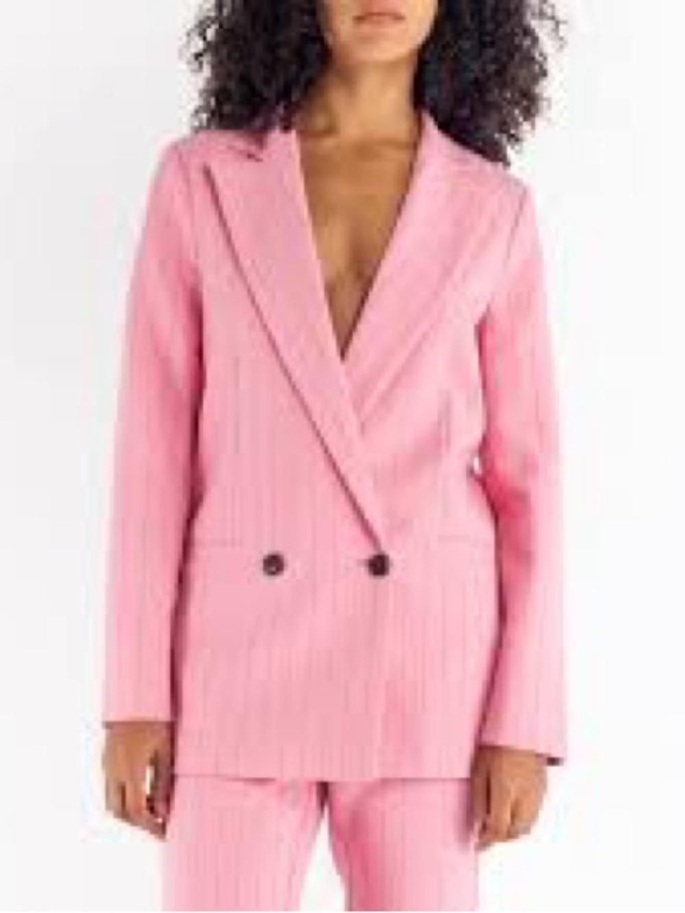 Ganni Brighton Sea Pink Double-Breasted Women's Blazer - Size 38